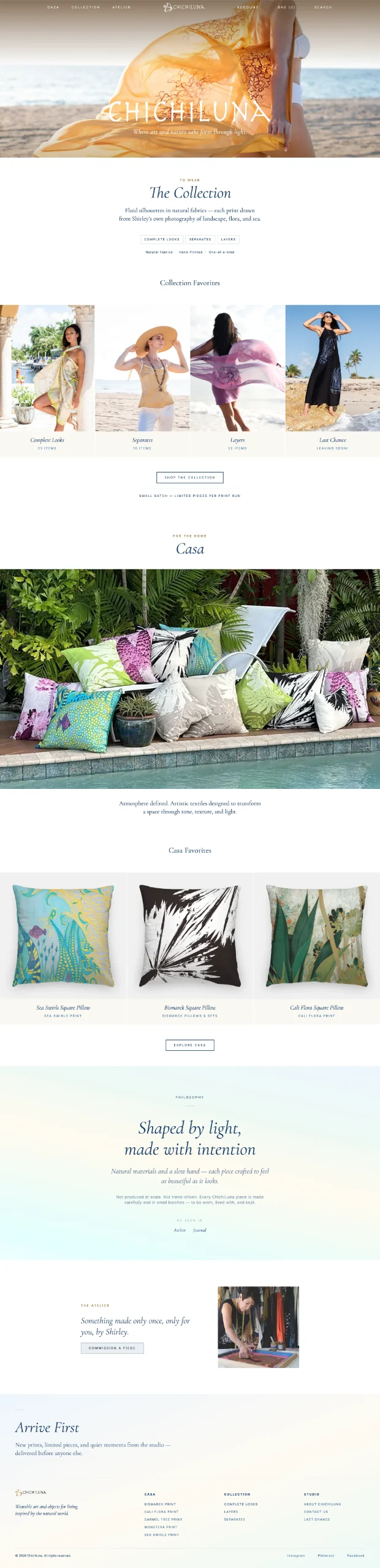 Screenshot of the redesigned Chichiluna homepage
