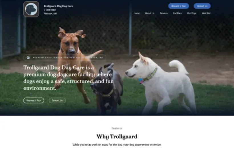 Trollgaard Dog Day Care website