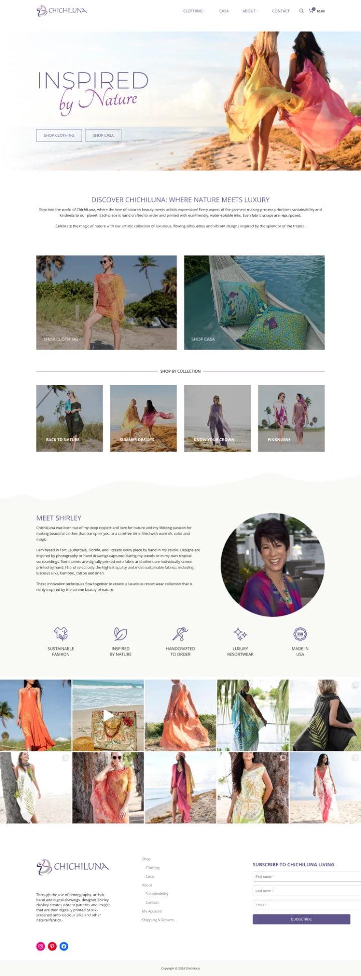 Screenshot of the Chichi Luna website homepage