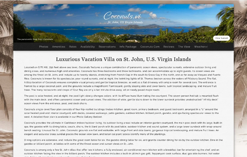 Coconuts Villa rental property website