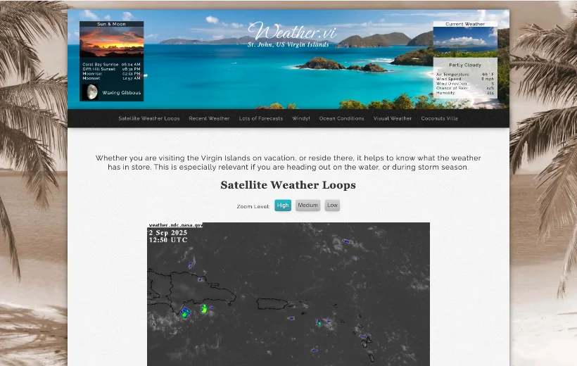 Weather website for St John, USVI