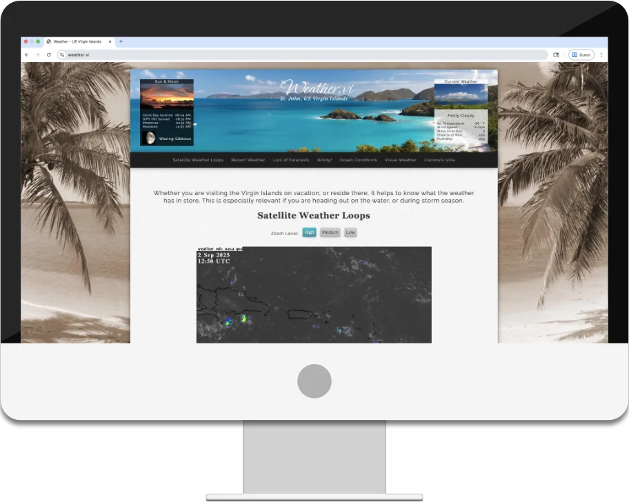 screenshot of the Weather.vi website
